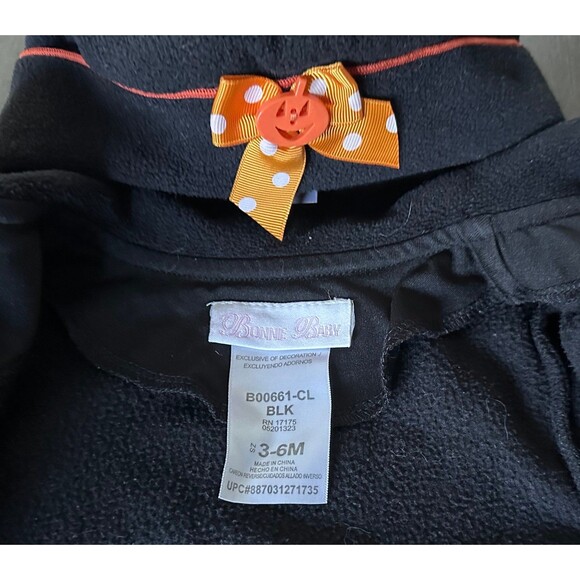Bonnie Baby Halloween Pumpkin Coat & Hat Set Size 3–6M Black Orange Fleece - Picture 5 of 6
